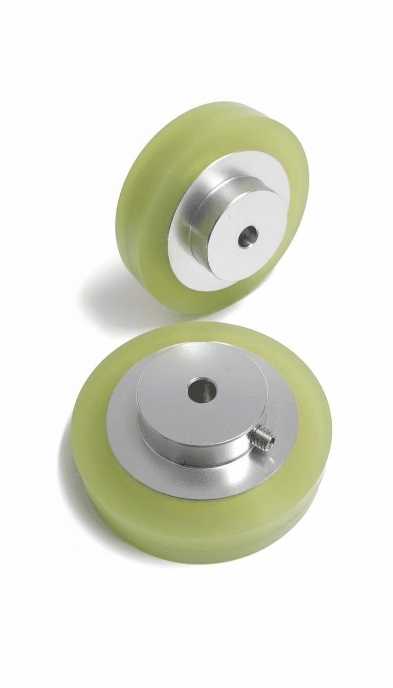 RUEDA DE GOMA AMARILLA CON BASE PARA ENCODER