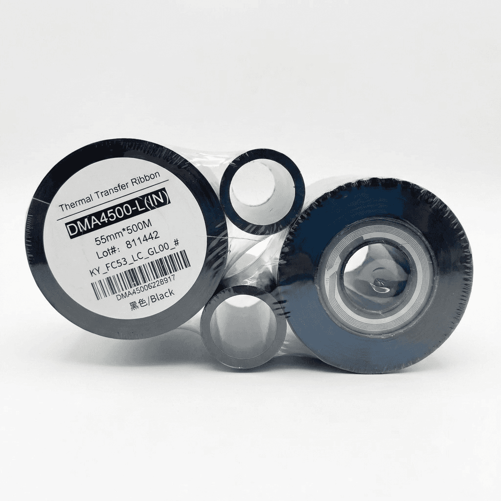 CINTA THERMAL TRANSFER 55MM X 500 M+ CHIP NEGRA - Imagen 1