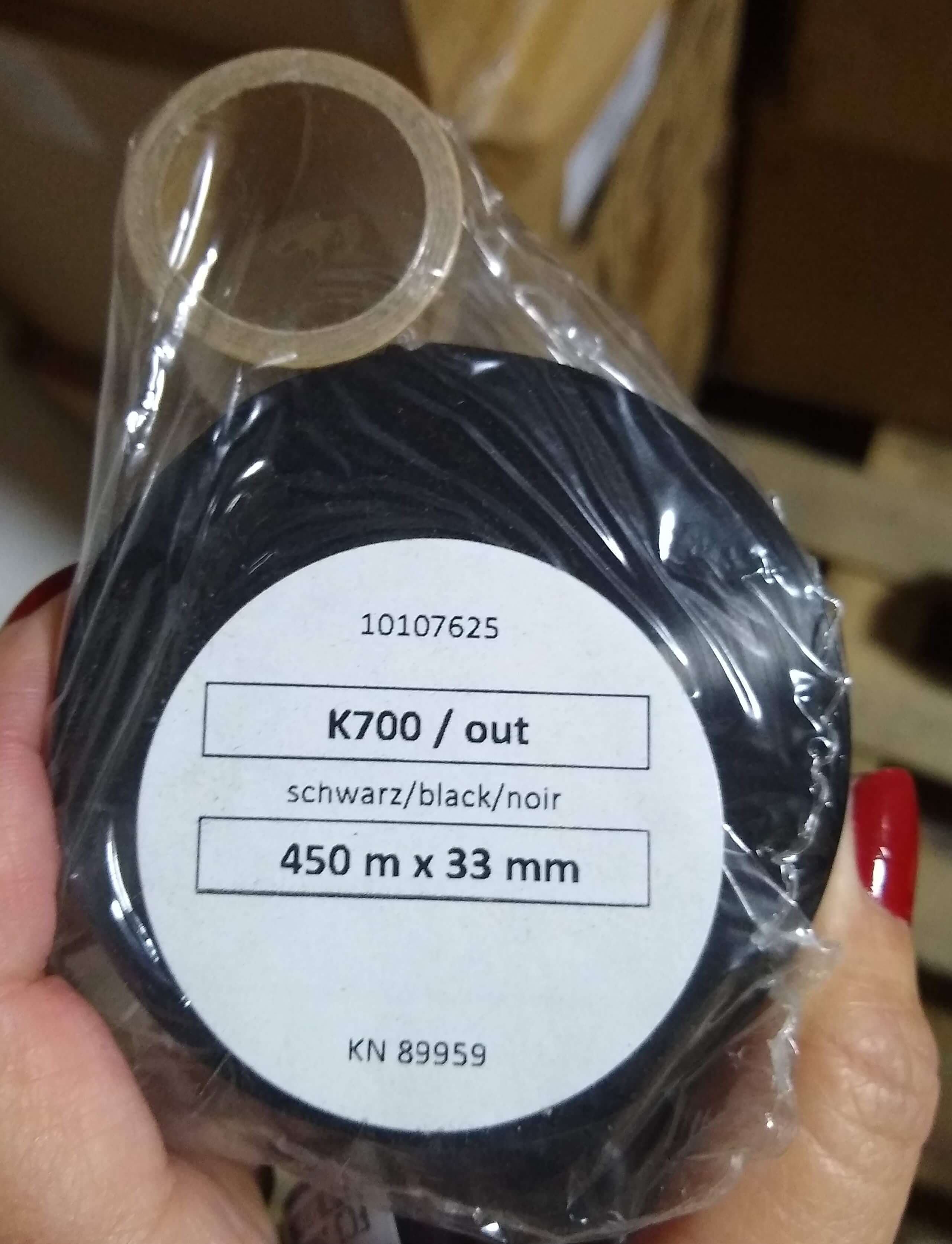 CINTA THERMAL TRANSFER 33 MM X 450 MT NEGRA