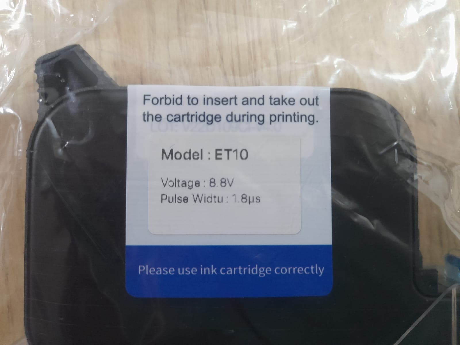 CARTUCHO NEGRO PARA INKJET 12.7 MM ET10