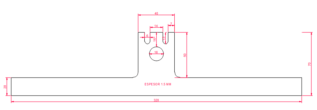 CUCHILLA EN T 320MM X 70MM X (1.5MM ESPESOR) - Imagen 1